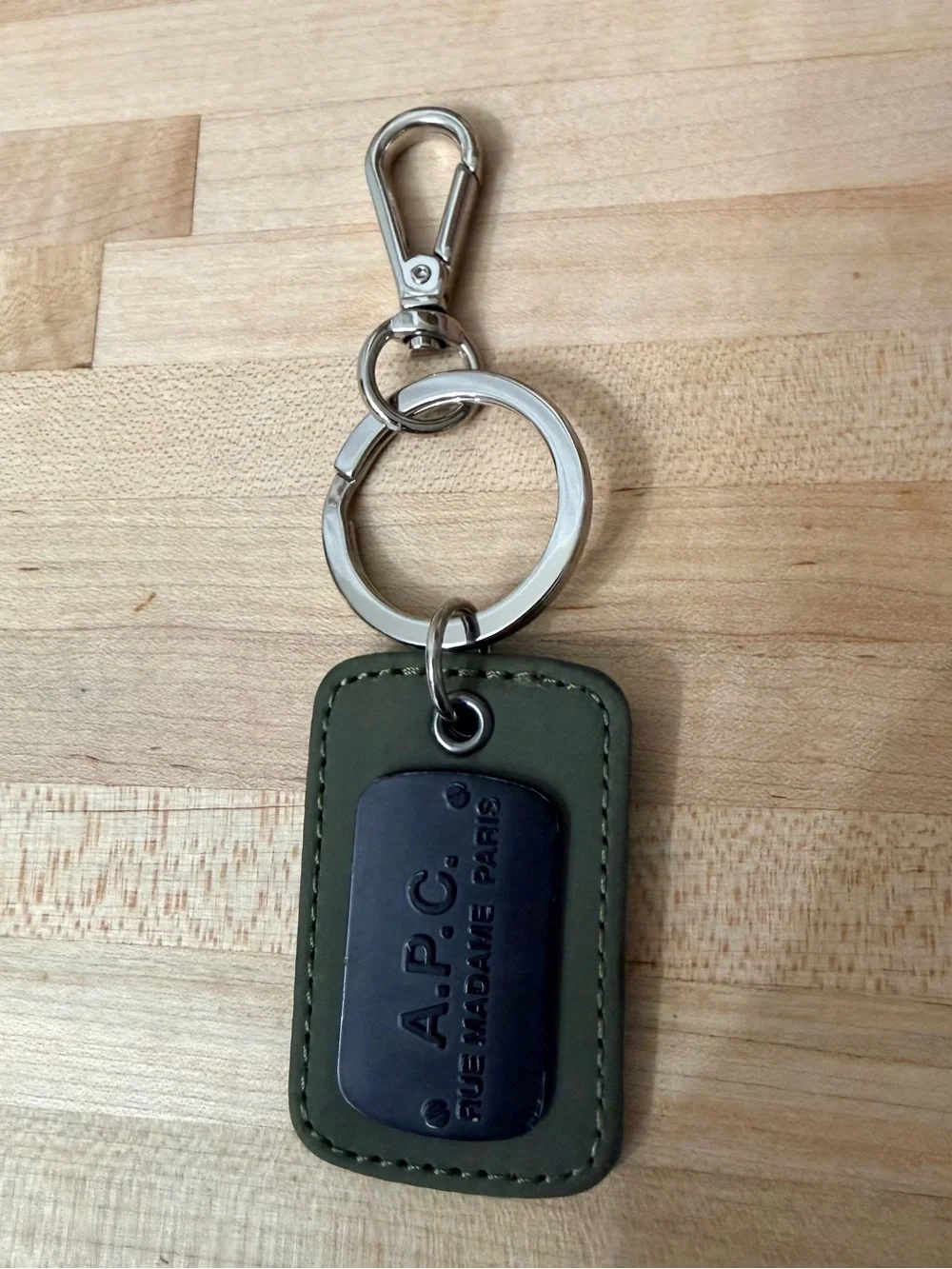 APC A.P.C. Miles Keychain : Olive/Black/Silver